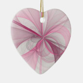 モダン抽象芸術ライトピンクグレーフラクタルデザイン セラミックオーナメント (右)