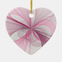 モダン抽象芸術ライトピンクグレーフラクタルデザイン セラミックオーナメント