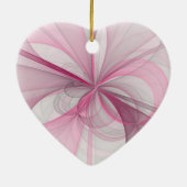 モダン抽象芸術ライトピンクグレーフラクタルデザイン セラミックオーナメント (裏面)