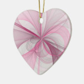 モダン抽象芸術ライトピンクグレーフラクタルデザイン セラミックオーナメント (左)