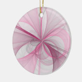 モダン抽象芸術ライトピンクグレーフラクタルデザイン セラミックオーナメント (左)
