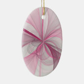 モダン抽象芸術ライトピンクグレーフラクタルデザイン セラミックオーナメント (右)