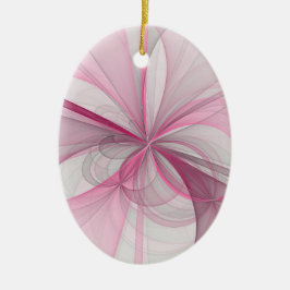 モダン抽象芸術ライトピンクグレーフラクタルデザイン セラミックオーナメント