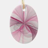 モダン抽象芸術ライトピンクグレーフラクタルデザイン セラミックオーナメント (裏面)