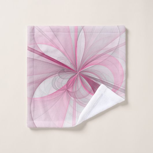 モダン抽象芸術ライトピンクグレーフラクタルデザイン バスタオルセット (ウォッシュタオル)