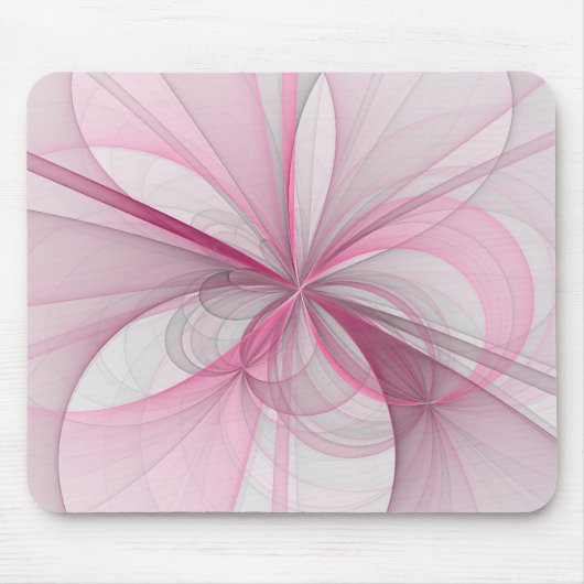 モダン抽象芸術ライトピンクグレーフラクタルデザイン マウスパッド (正面)