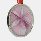 モダン抽象芸術ライトピンクグレーフラクタルデザイン メタルオーナメント (右)