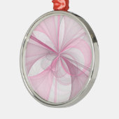 モダン抽象芸術ライトピンクグレーフラクタルデザイン メタルオーナメント (左)