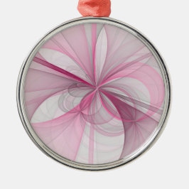 モダン抽象芸術ライトピンクグレーフラクタルデザイン メタルオーナメント