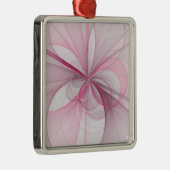 モダン抽象芸術ライトピンクグレーフラクタルデザイン メタルオーナメント (右)