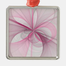 モダン抽象芸術ライトピンクグレーフラクタルデザイン メタルオーナメント