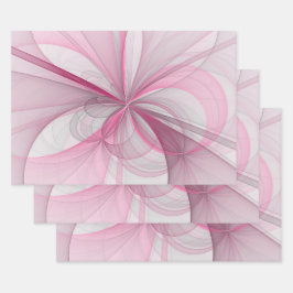 モダン抽象芸術ライトピンクグレーフラクタルデザイン ラッピングペーパーシート