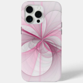 モダン抽象芸術ライトピンクグレーフラクタルデザイン iPhone 15 PRO MAXケース