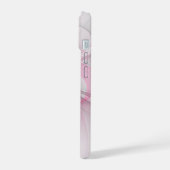 モダン抽象芸術ライトピンクグレーフラクタルデザイン iPhone 15ケース (左側面)