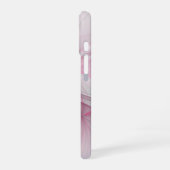 モダン抽象芸術ライトピンクグレーフラクタルデザイン iPhone 16ケース (左側面)