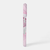 モダン抽象芸術ライトピンクグレーフラクタルデザイン iPhone 16ケース (右側面)