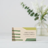 モダン抽象芸術ライムグリーン結婚アートの結婚式 名刺 (スタンド正面)