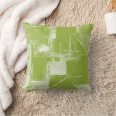 モダン抽象芸術ライムグリーン&ホワイト クッション (ブランケット)