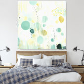 モダン抽象芸術ライム及びミントグリーンデザイン キャンバスプリント (インサイチュ (寝室))