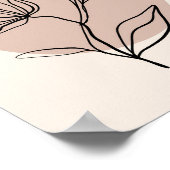 モダン抽象芸術ラインアートフラワー ポスター (角)