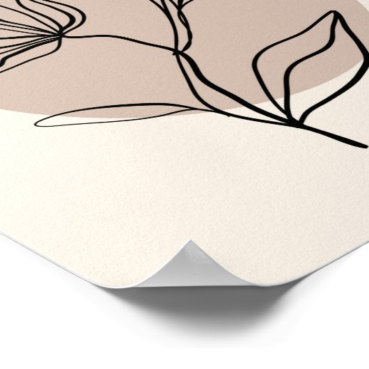 モダン抽象芸術ラインアートフラワー ポスター (角)