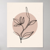 モダン抽象芸術ラインアートフラワー ポスター (正面)