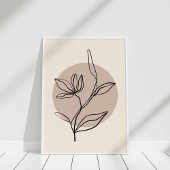 モダン抽象芸術ラインアートフラワー ポスター