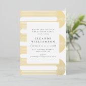 モダン抽象芸術ラインアート卒業金ゴールド 箔招待状 (立ち正面)