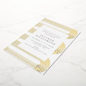 モダン抽象芸術ラインアート卒業金ゴールド 箔招待状 (回転した状態)