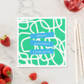 モダン抽象芸術ライングリーンキュート誕生日カスタム スタンダードランチョンナプキン (インサイチュ)