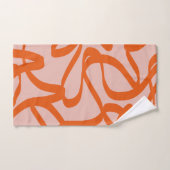モダン抽象芸術ライン桃と焦げオレンジ バスタオルセット (ハンドタオル)