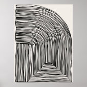 モダン抽象芸術ライン白黒ウォールアート ポスター (正面)