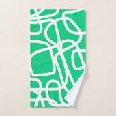 モダン抽象芸術ライン緑の白かわいいお洒落 バスタオルセット (ハンドタオル)