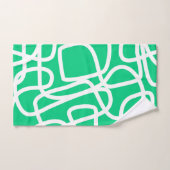 モダン抽象芸術ライン緑の白かわいいお洒落 バスタオルセット (ハンドタオル)