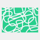 モダン抽象芸術ライン緑の白かわいいお洒落 ラッピングペーパーシート (正面2)