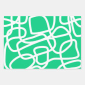 モダン抽象芸術ライン緑の白かわいいお洒落 ラッピングペーパーシート (正面)