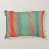 モダン抽象芸術ラフストライプターコイズ アクセントクッション (正面)