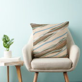 モダン抽象芸術ラフ波ストライプ状ブルーブラウン クッション (椅子)