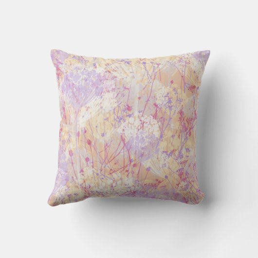 モダン抽象芸術ラベンダーフラワーズネームモノグラム クッション (裏面)