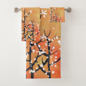 モダン抽象芸術ランドスケープ焦げオレンジ バスタオルセット (インサイチュ)