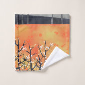 モダン抽象芸術ランドスケープ焦げオレンジ バスタオルセット (ウォッシュタオル)