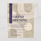 モダン抽象芸術レインボーネイビーブルーグランドオープニング インビテーションポストカード (正面)