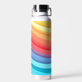 モダン抽象芸術レインボー波とロゴ ウォーターボトル (背面)