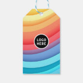 モダン抽象芸術レインボー波とロゴ ギフトタグ (裏面)