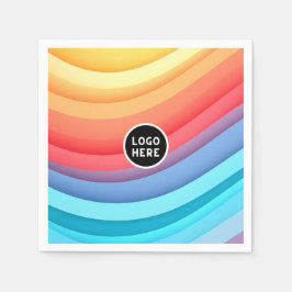 モダン抽象芸術レインボー波とロゴ スタンダードカクテルナプキン