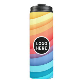 モダン抽象芸術レインボー波とロゴ タンブラー