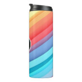 モダン抽象芸術レインボー波とロゴ タンブラー (回転右)