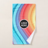 モダン抽象芸術レインボー波とロゴ バスタオルセット (ハンドタオル)