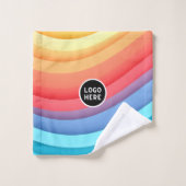 モダン抽象芸術レインボー波とロゴ バスタオルセット (ウォッシュタオル)