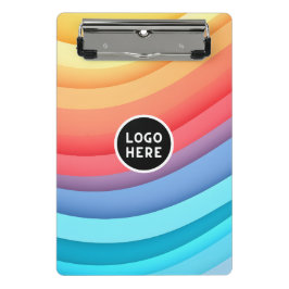 モダン抽象芸術レインボー波とロゴ ミニクリップボード